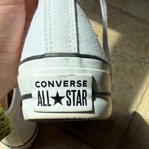 BNWOT Converse White High Top Canvas Sneakers with Black Trim - Picture 3 of 5